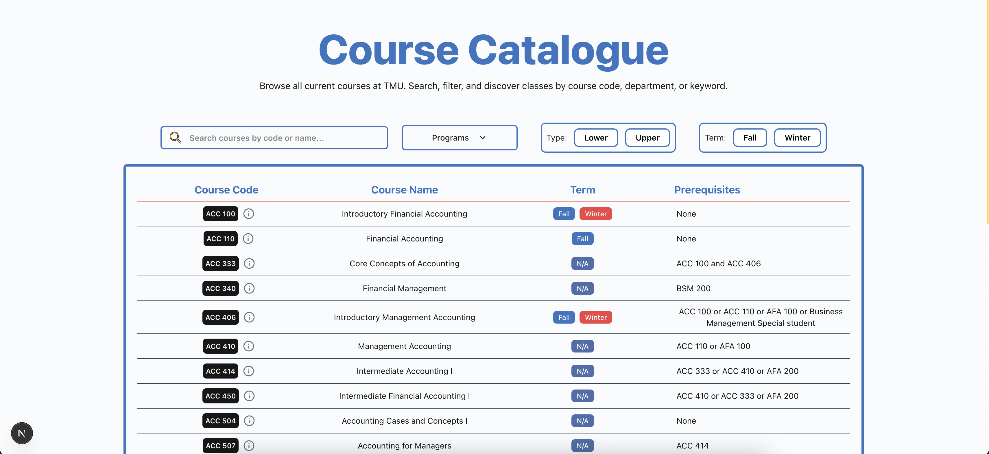 Catalogue Screenshot